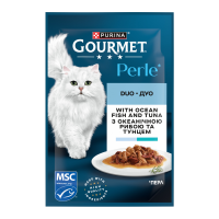 Gourmet Perle Duo Вологий корм для дорослих котів з океанічною рибою та тунцем (в соусі) 85г 26шт