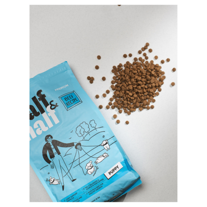 Half & Half Puppy Beef Сухий корм з яловичиною для цуценят всіх порід 12кг