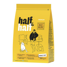 Half & Half Adult Cat Beef Сухий корм з яловичиною для дорослих котів 300г