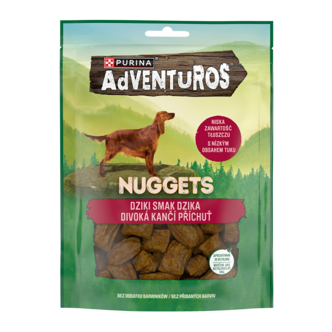 Adventuros Nuggets Ласощі для дорослих собак, шматочки, зі смаком дикого кабана 90г