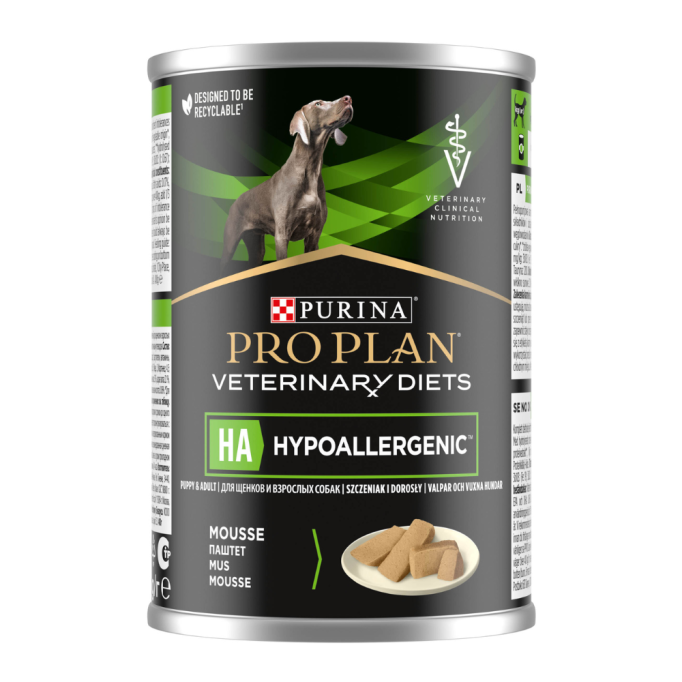 Purina Pro Plan Veterinary Diets HA Hypoallergenic Вологий дієтичний корм для лікування харчової алергії у собак будь-якого віку (мус) 400г