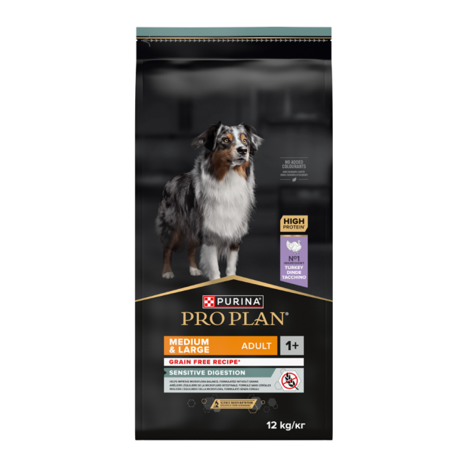 Purina Pro Plan Dog Adult Grain Free Medium & Large Sensitive Digestion Turkey Сухий беззерновий корм з індичкою для дорослих собак середніх і великих порід із чутливим травленням 12кг