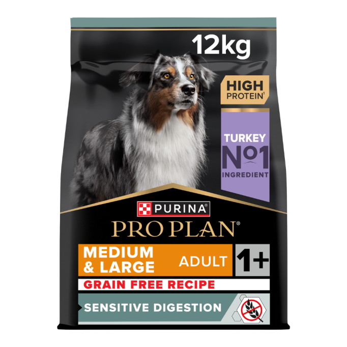 Purina Pro Plan Dog Adult Grain Free Medium & Large Sensitive Digestion Turkey Сухий беззерновий корм з індичкою для дорослих собак середніх і великих порід із чутливим травленням 12кг