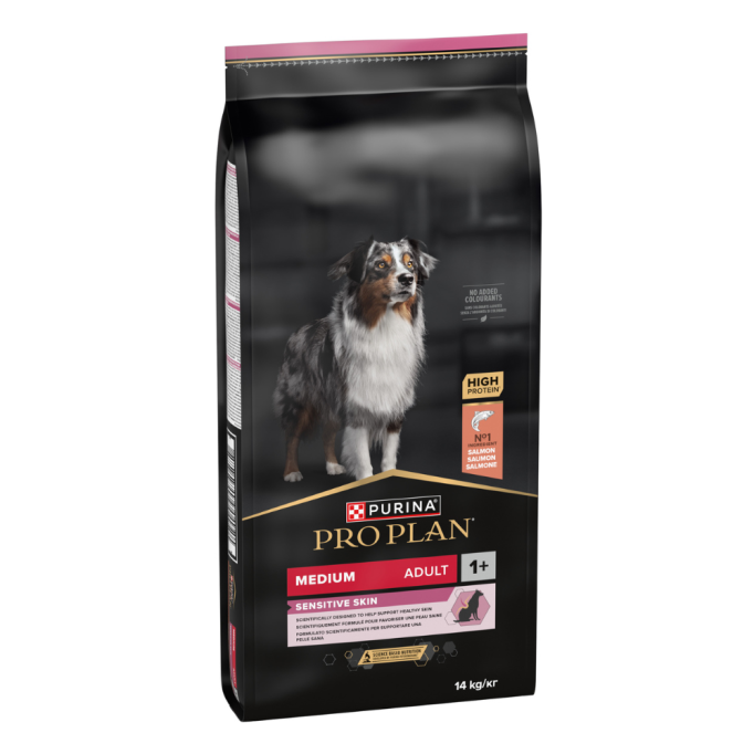 Purina Pro Plan Medium Adult Sensitive Skin Salmon Сухий корм з лососем для дорослих собак середніх порід із чутливою шкірою 14кг