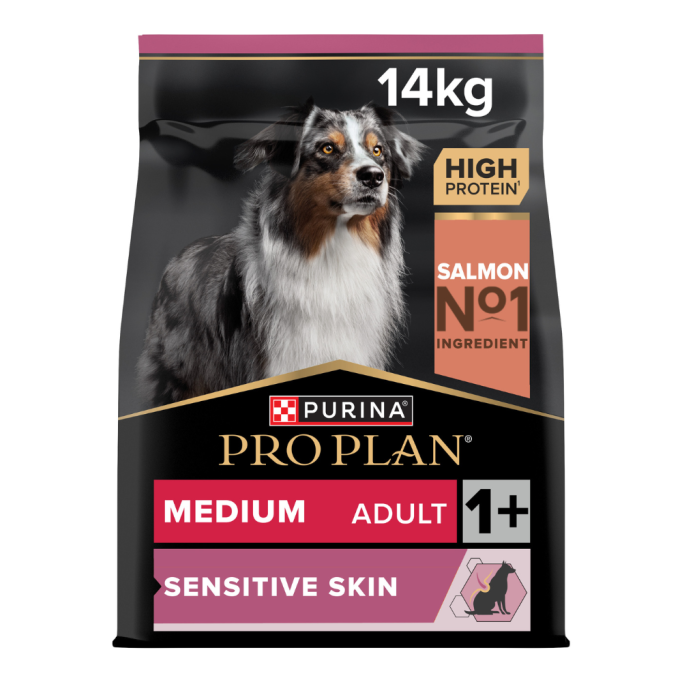 Purina Pro Plan Medium Adult Sensitive Skin Salmon Сухий корм з лососем для дорослих собак середніх порід із чутливою шкірою 14кг