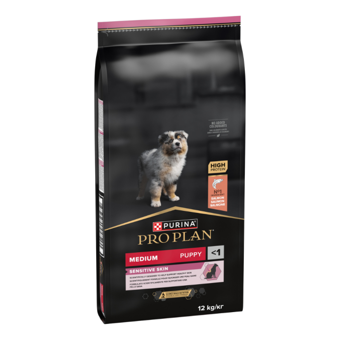 Purina Pro Plan Puppy Medium Sensitive Skin OptiDerma Salmon Сухий корм з лососем для цуценят середніх порід із чутливою шкірою 12кг