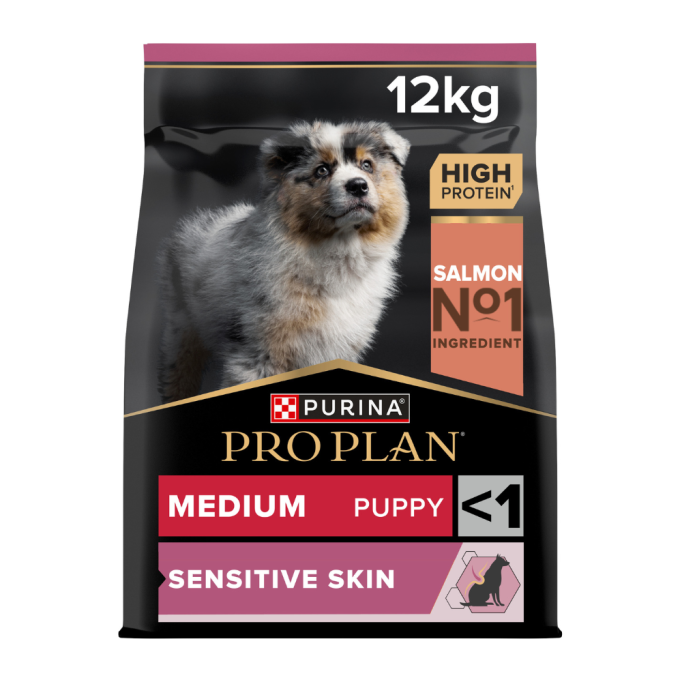 Purina Pro Plan Puppy Medium Sensitive Skin OptiDerma Salmon Сухий корм з лососем для цуценят середніх порід із чутливою шкірою 12кг