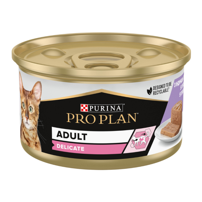 Purina Pro Plan Delicate Вологий корм з індичкою для дорослих котів з чутливим травленням (мус) 85г 24шт