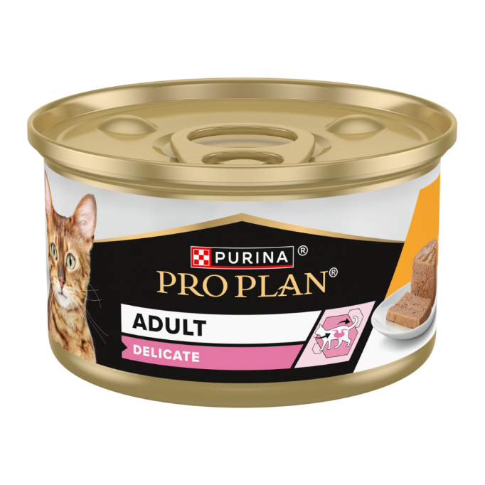 Purina Pro Plan Delicate Набір вологого корму з куркою для дорослих котів з чутливим травленням (мус) 85г 12шт