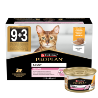 Purina Pro Plan Delicate Набір вологого корму з куркою для дорослих котів з чутливим травленням (мус) 85г 12шт