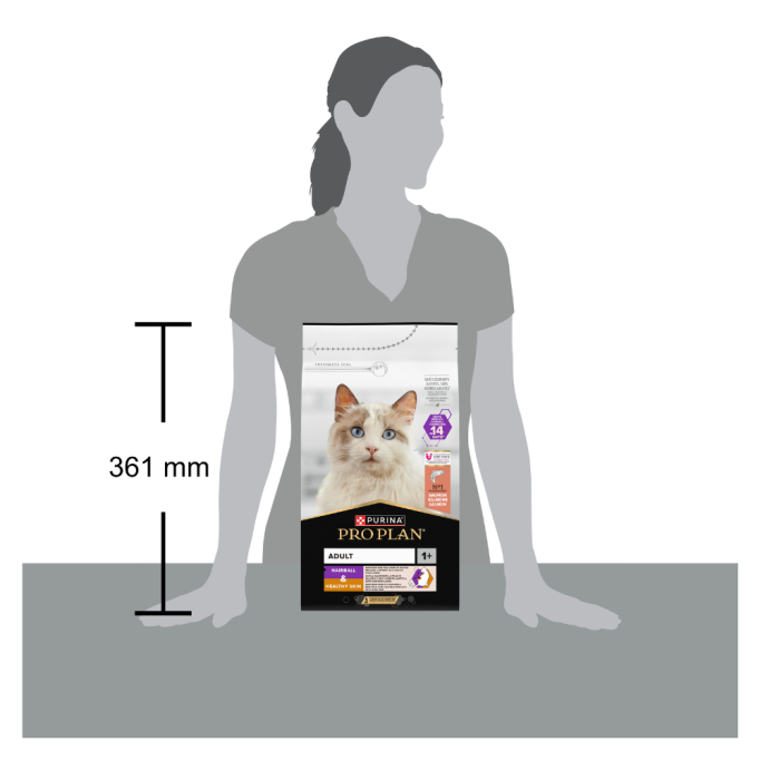Purina Pro Plan Cat Adult Hairball & Healthy Skin Salmon Сухий корм для дорослих котів з лососем для зменшення утворення кульок шерсті та для підтримки здорової шкіри 1,5кг