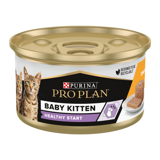 Purina Pro Plan Baby Kitten Healthy Start Вологий корм з куркою для кошенят (мус) 85г 24шт