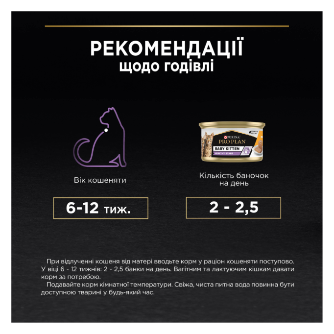 Purina Pro Plan Baby Kitten Healthy Start Вологий корм з куркою для кошенят (мус) 85г 24шт
