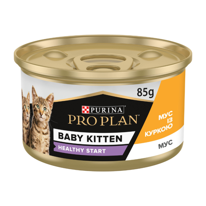 Purina Pro Plan Baby Kitten Healthy Start Вологий корм з куркою для кошенят (мус) 85г 24шт