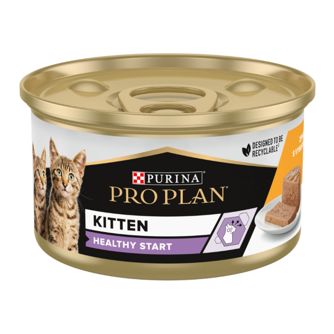 Purina Pro Plan Kitten Healthy Start Вологий корм з куркою для кошенят (мус) 85г 24шт