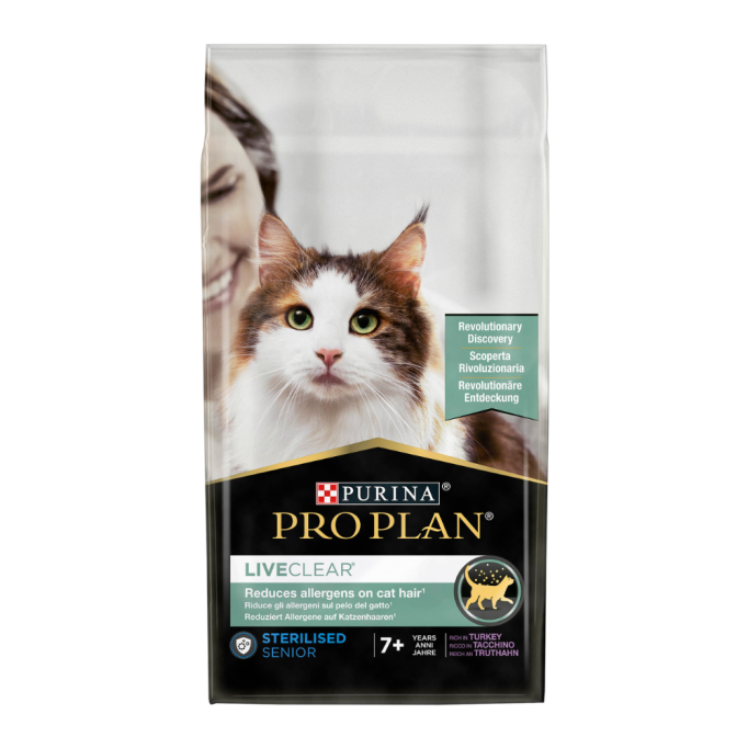 Purina Pro Plan LiveClear Sterilised Senior Turkey Сухий корм з індичкою для котів від 7 років для зменшення алергенів на шерсті та після стерилізації 1,4кг