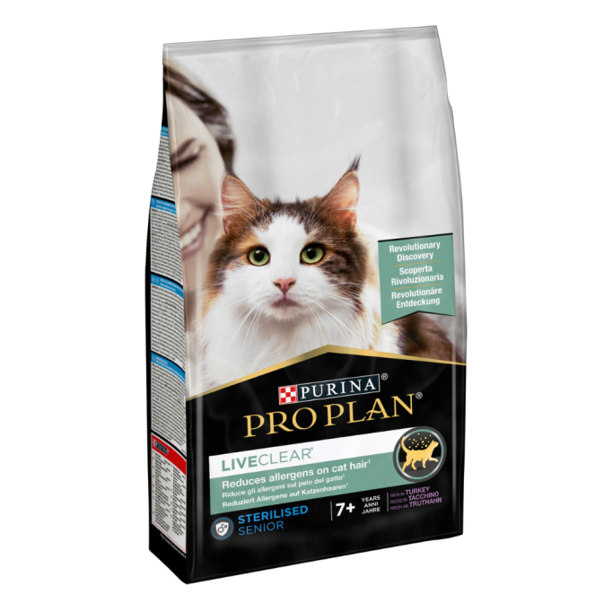 Purina Pro Plan LiveClear Sterilised Senior Turkey Сухий корм з індичкою для котів від 7 років для зменшення алергенів на шерсті та після стерилізації 1,4кг