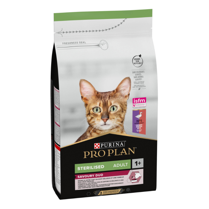 Purina Pro Plan Cat Adult Sterilised Savoury Duo Duck & Liver Сухий корм з качкою та печінкою для дорослих котів після стерилізації 1,5кг