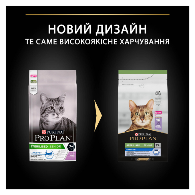 Purina Pro Plan Cat Sterilised Senior Longevis Turkey Сухий корм з індичкою для стерилізованих котів від 7 років 1,5кг