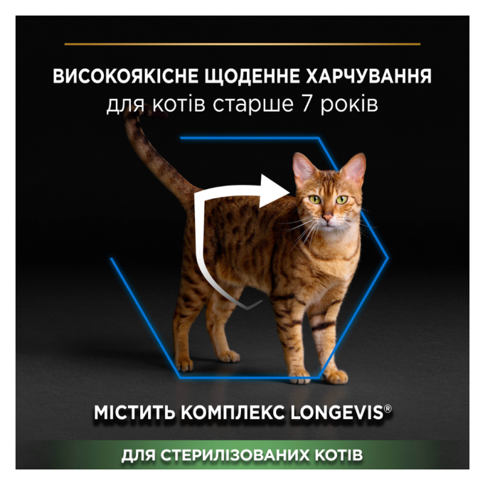 Purina Pro Plan Cat Sterilised Senior Longevis Turkey Сухий корм з індичкою для стерилізованих котів від 7 років 1,5кг