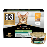 Purina Pro Plan Adult Sterilised Набір вологого корму з куркою для дорослих стерилізованих котів (мус) 85г 12шт
