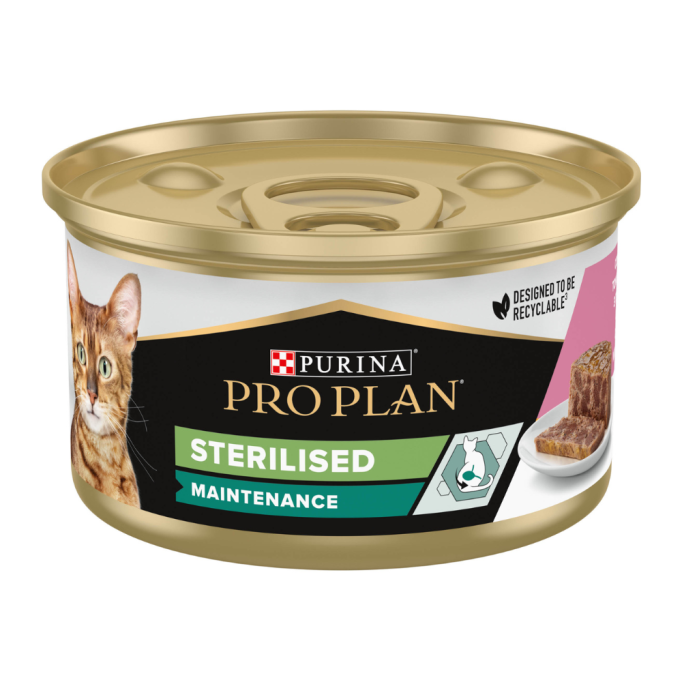 Purina Pro Plan Adult Sterilised Шматочки з тунцем та лососем для дорослих стерилізованих котів (паштет) 85г 24шт