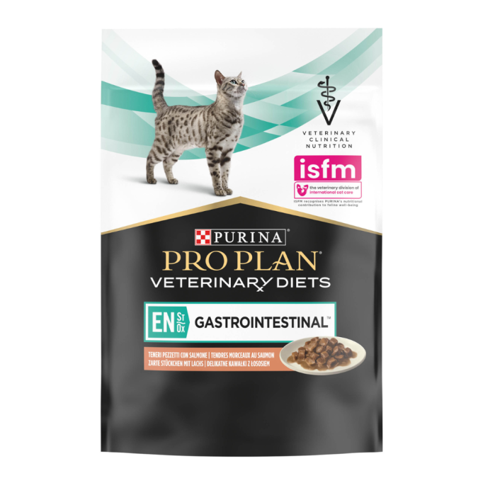 Purina Pro Plan Veterinary Diets EN Gastrointestinal Дієтичний вологий корм з лососем для кошенят та дорослих котів при розладах травлення 85г 10шт