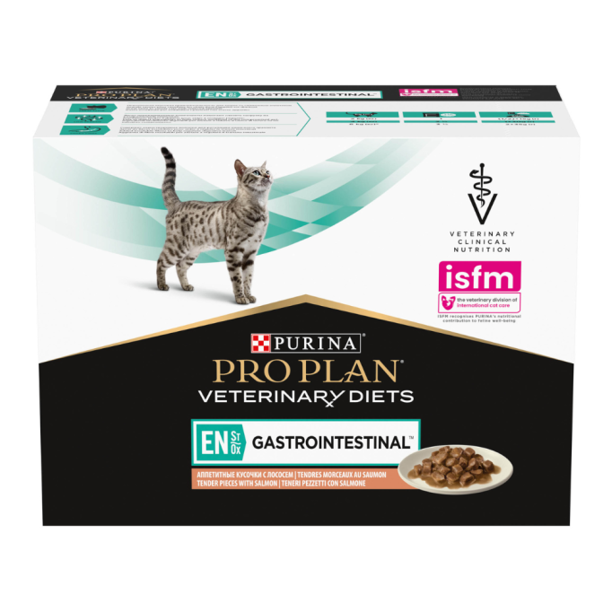 Purina Pro Plan Veterinary Diets EN Gastrointestinal Дієтичний вологий корм з лососем для кошенят та дорослих котів при розладах травлення 85г 10шт