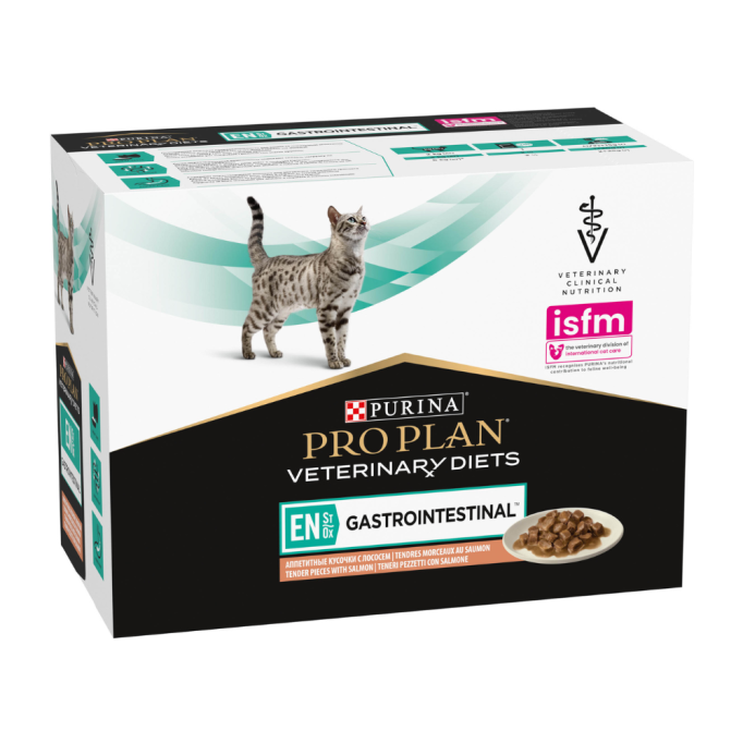 Purina Pro Plan Veterinary Diets EN Gastrointestinal Дієтичний вологий корм з лососем для кошенят та дорослих котів при розладах травлення 85г 10шт