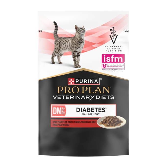 Purina Pro Plan Veterinary diets DM ST/OX Diabetes Managment Дієтичний вологий корм з яловичиною для дорослих котів з цукровим діабетом 85г 10шт