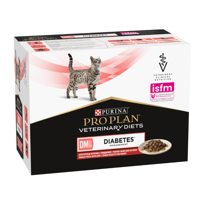 Purina Pro Plan Veterinary diets DM ST/OX Diabetes Managment Дієтичний вологий корм з яловичиною для дорослих котів з цукровим діабетом 85г 10шт