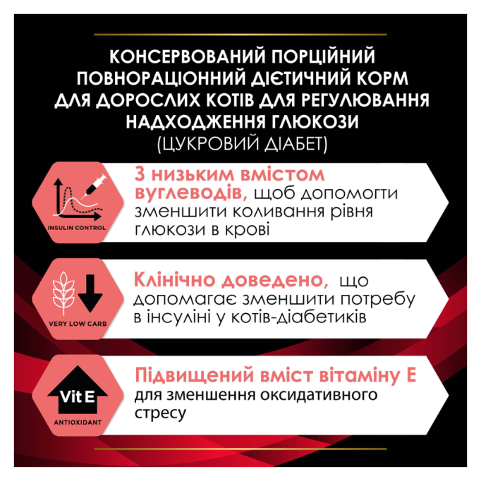 Purina Pro Plan Veterinary diets DM ST/OX Diabetes Managment Дієтичний вологий корм з яловичиною для дорослих котів з цукровим діабетом 85г 10шт