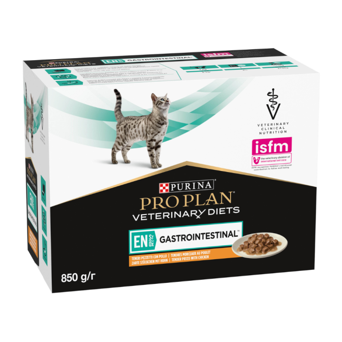 Purina Pro Plan Veterinary Diets EN Gastrointestinal Дієтичний вологий корм з куркою для кошенят та дорослих котів при розладах травлення 85г 10шт