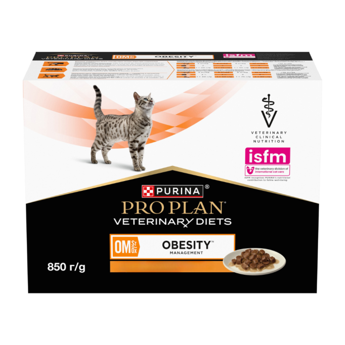 Purina Pro Plan Veterinary Diets OM Obesity Management St/Ox Дієтичний вологий корм з куркою для дорослих котів для зниження надмірної маси тіла 85г 10шт