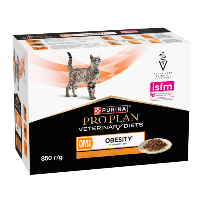 Purina Pro Plan Veterinary Diets OM Obesity Management St/Ox Дієтичний вологий корм з куркою для дорослих котів для зниження надмірної маси тіла 85г 10шт