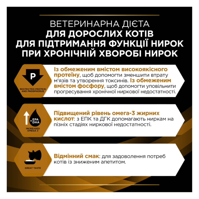 Purina Pro Plan Veterinary Diets NF Renal Function Advanced Care Дієтичний сухий корм для дорослих і зрілих котів з нирковою недостатністю 1,5кг