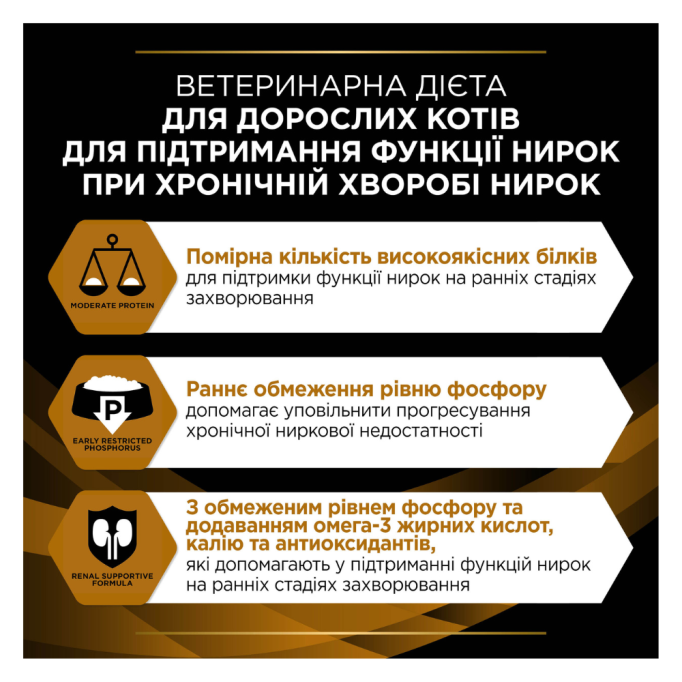 Purina Pro Plan Veterinary Diets NF Renal Function Early Care Дієтичний сухий корм для дорослих котів при хронічній хворобі нирок на ранніх стадіях 1,5кг