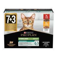 Purina Pro Plan Adult Sterilised Набір вологого корму для дорослих стерилізованих котів (яловичина та курка) 85г 10шт