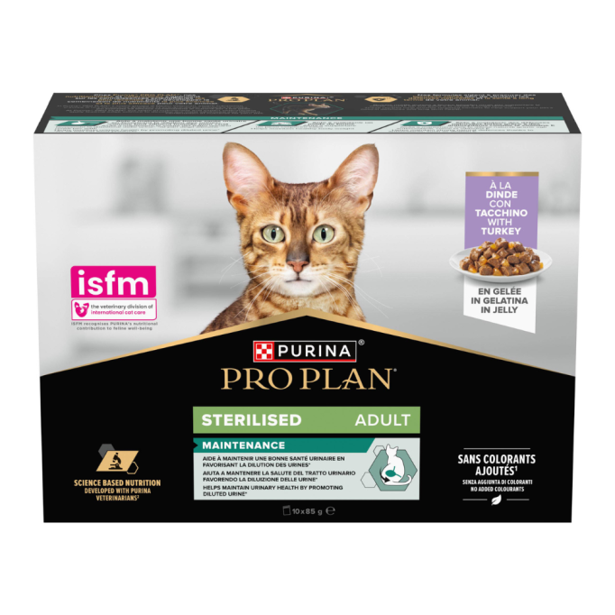 Purina Pro Plan Adult Sterilised Набір вологого корму з індичкою для дорослих стерилізованих котів (в желе) 85г 10шт