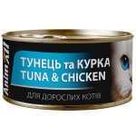 AnimAll Tuna & Chicken for Adult Cats Консервований корм з тунцем та куркою для дорослих котів 85 г