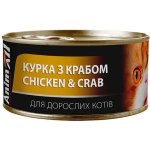 AnimAll Chicken & Crab for Adult Cats Консервований корм з куркою та крабом для дорослих котів 85 г