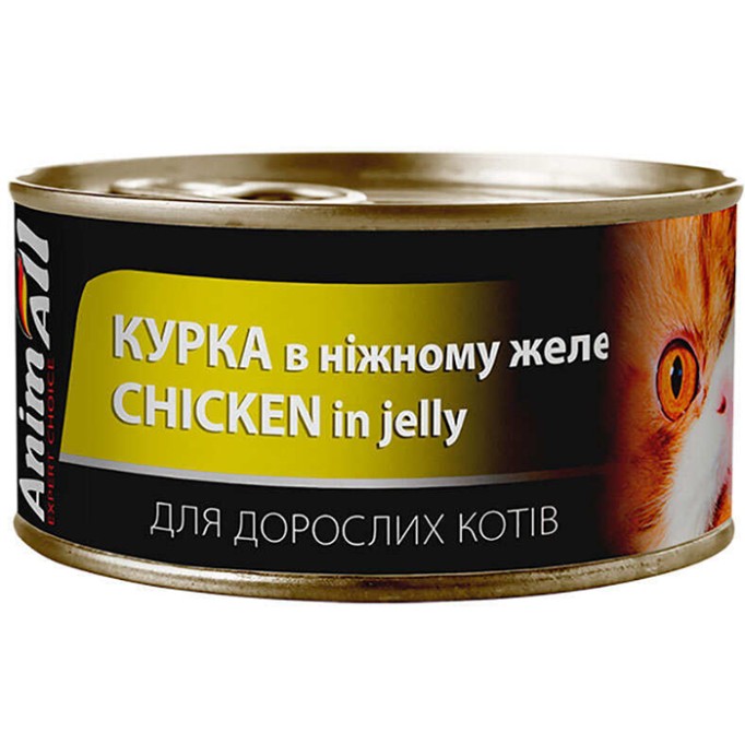 AnimAll Chicken in Jelly for Adult Cats Консервований корм з куркою для дорослих котів 85 г