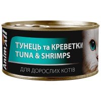 AnimAll Tuna & Shrimps for Adult Cats Консервований корм з тунцем та креветками для дорослих котів 85 г