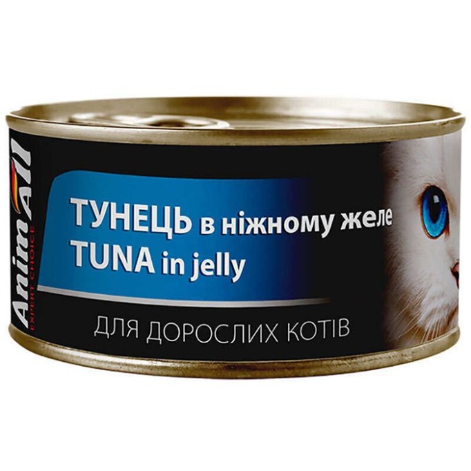 AnimAll Tuna in Jelly for Adult Cats Консервований корм з тунцем для дорослих котів 85 г