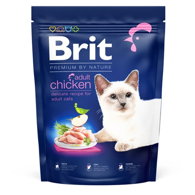 Brit Premium by Nature Cat Adult Chicken Сухий корм з куркою для дорослих котів 800г