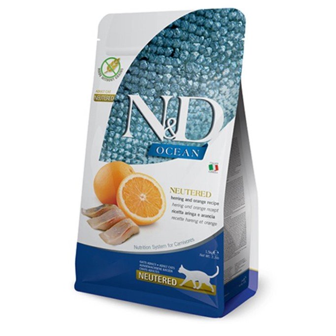 Farmina N&D Grain Free Ocean Herring & Orange Neutered беззерновий корм для стерилізованих кішок з оселедцем та апельсином 5 кг