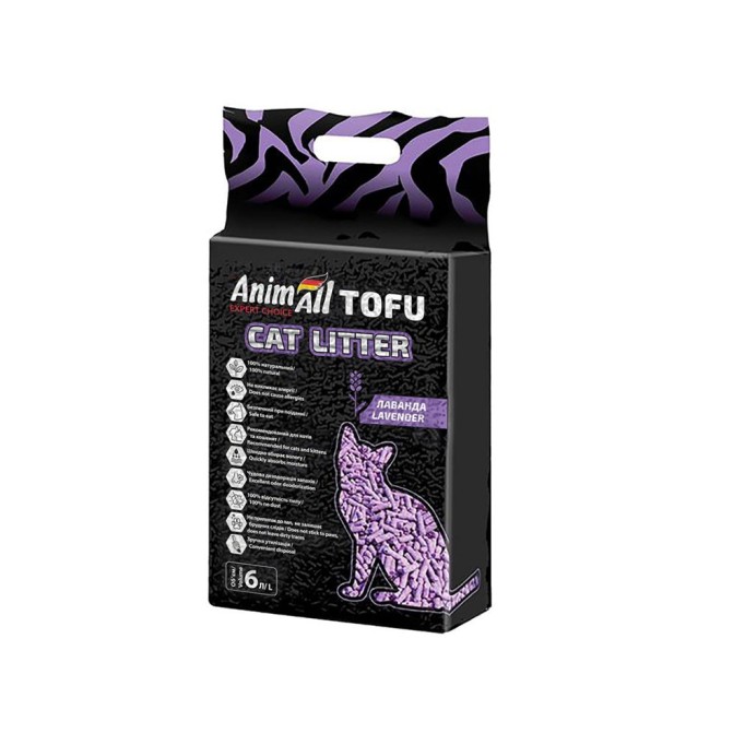 AnimAll Tofu Lavender Соєвий наповнювач для котів з ароматом лаванди 10 л