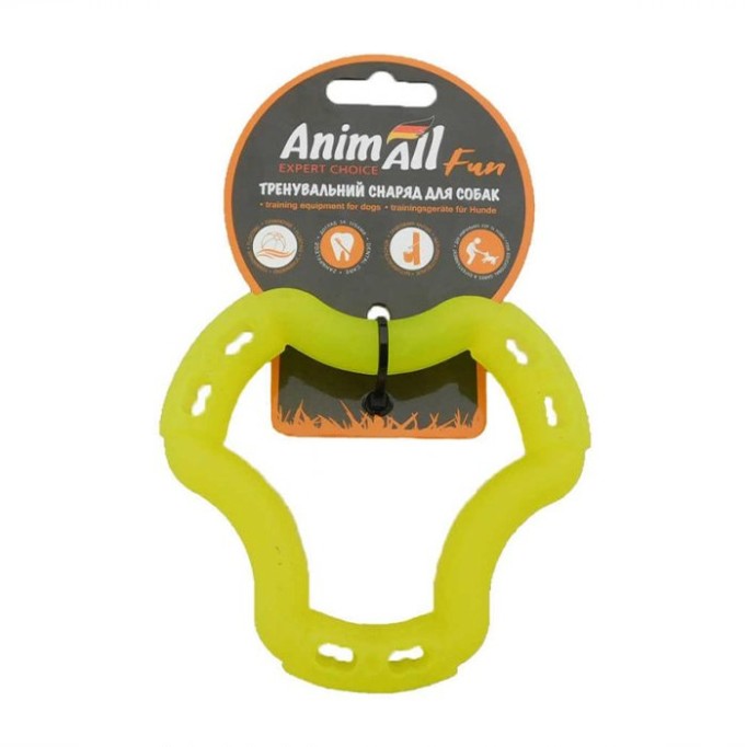 AnimAll Fun - Іграшка кільце 6 сторін для собак 12 см Жовтий