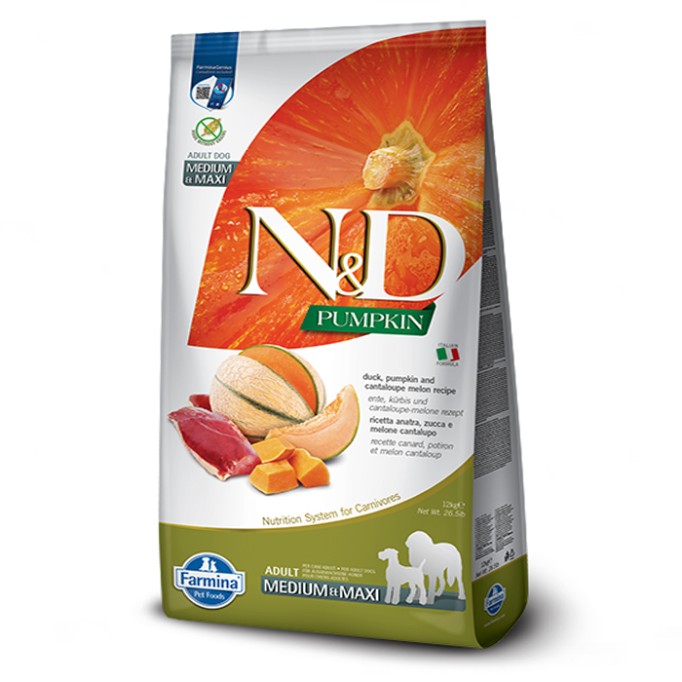 Farmina N&D Gгain Free Pumpkin Adult Medium&Maxi Duck&Cantaloupe беззерновий корм для собак середніх і великих порід з качкою та динею 12 кг