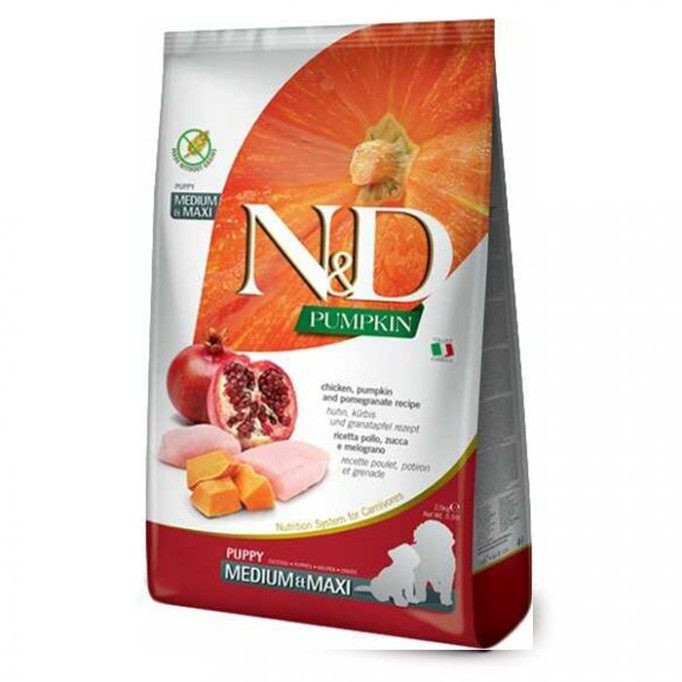 Farmina N&D Low Grain Chicken & Pomegranate Puppy Medium & Maxi низькозерновий сухий корм з куркою та гранатом для цуценят середніх та великих порід 2.5 кг